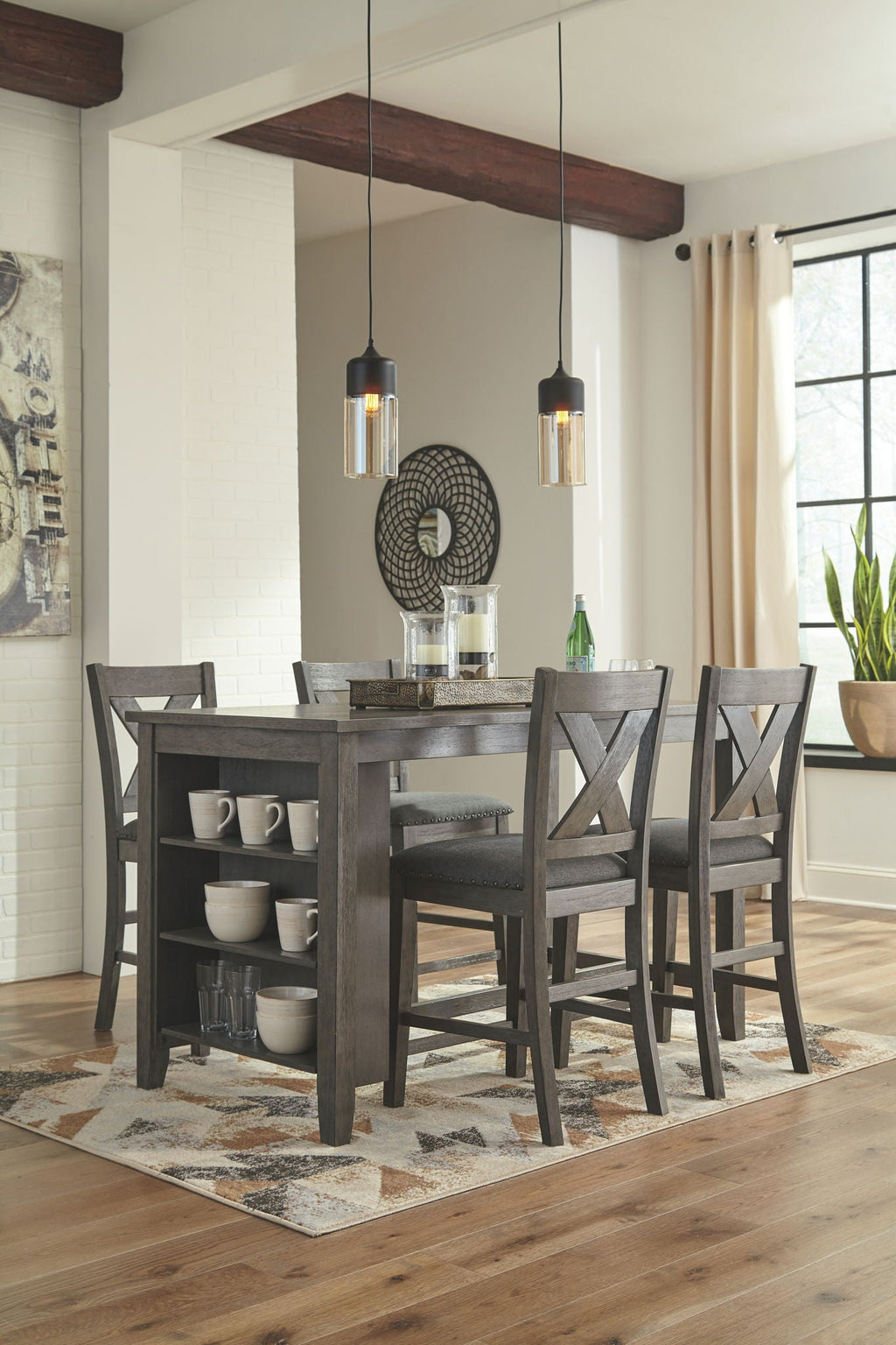 Caitbrook - Rectangular Counter Table Set by Unique Piece Furniture