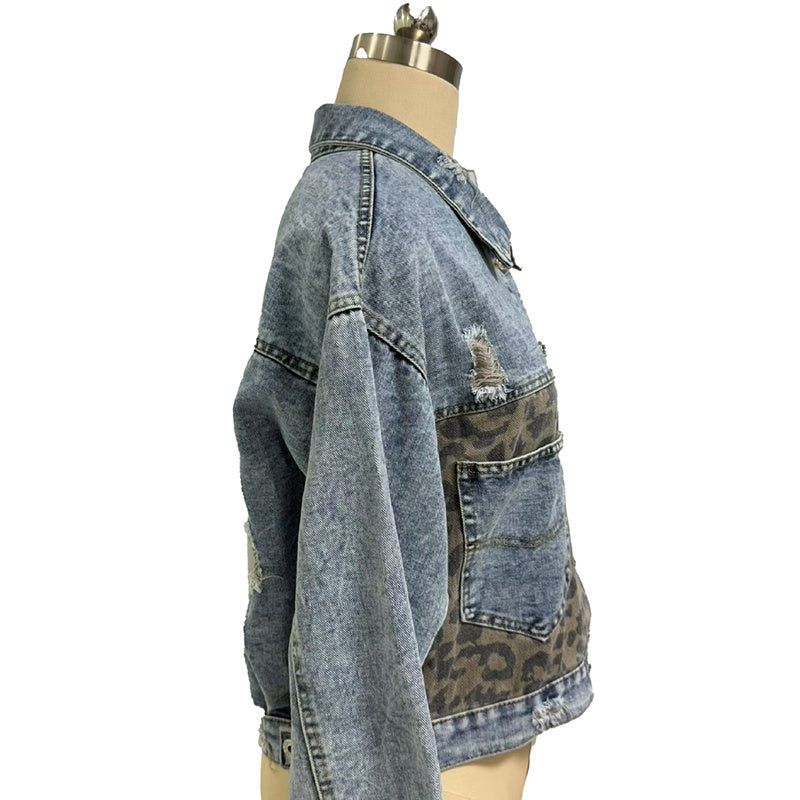 Women's Cropped Distressed Denim Jacket by FitiqueFit