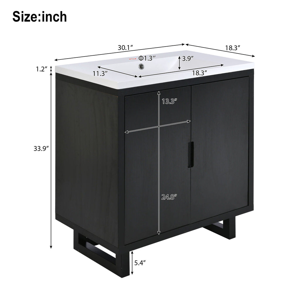 Bathroom Vanity Set With Sink, Combo Cabinet, Bathroom Storage Cabinet, Solid Wood Frame by Unique Piece Furniture