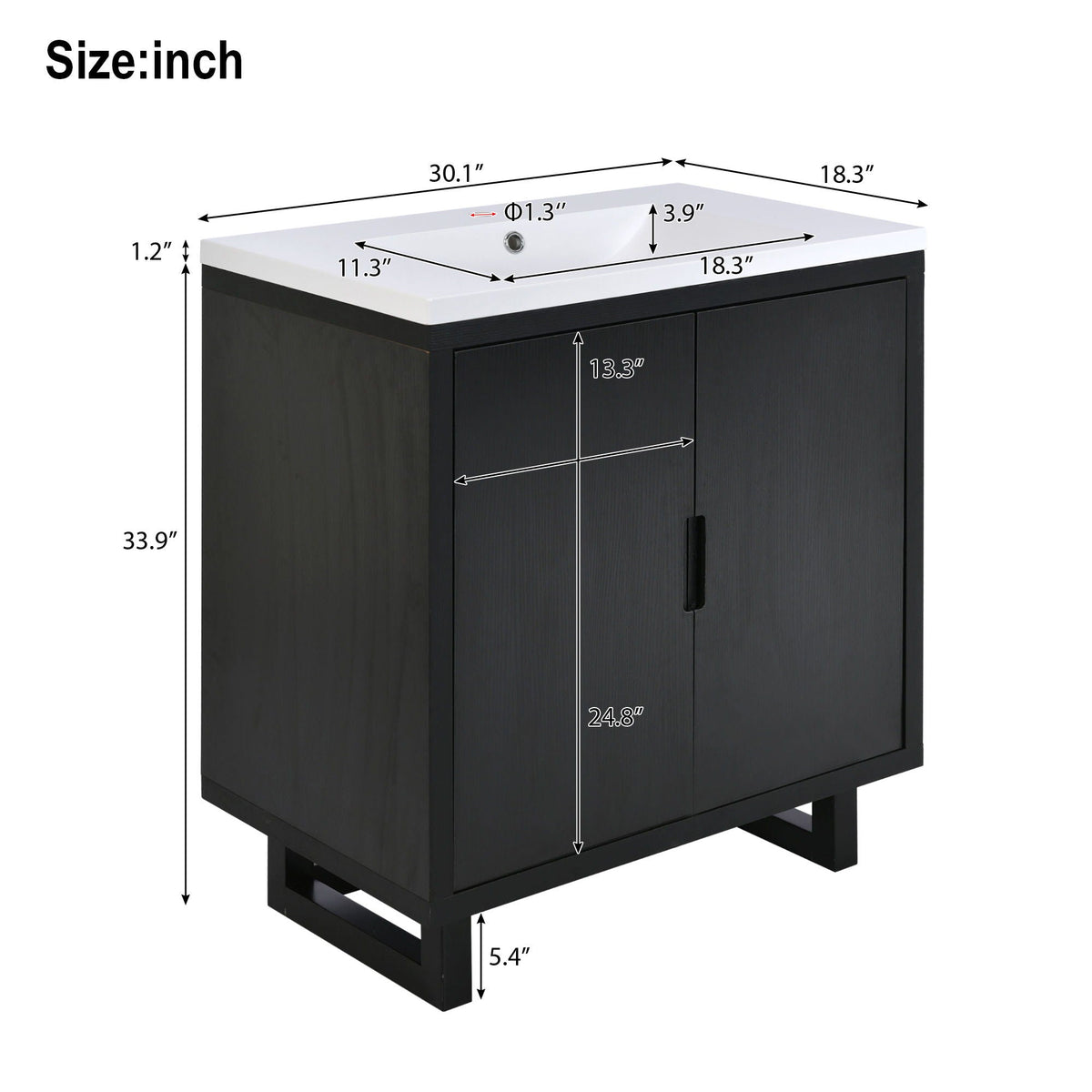Bathroom Vanity Set With Sink, Combo Cabinet, Bathroom Storage Cabinet, Solid Wood Frame by Unique Piece Furniture