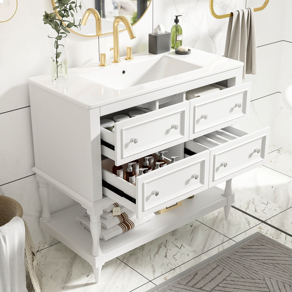 Bathroom Vanity Cabinet With Undermount Sink, 4 Drawer Set by Unique Piece Furniture