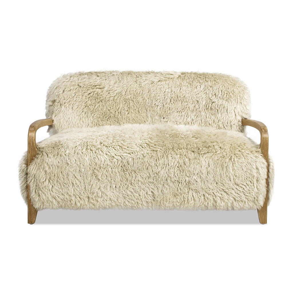 Enchante - Sheepskin Accent Loveseat - Taupe / Natural by Unique Piece Furniture