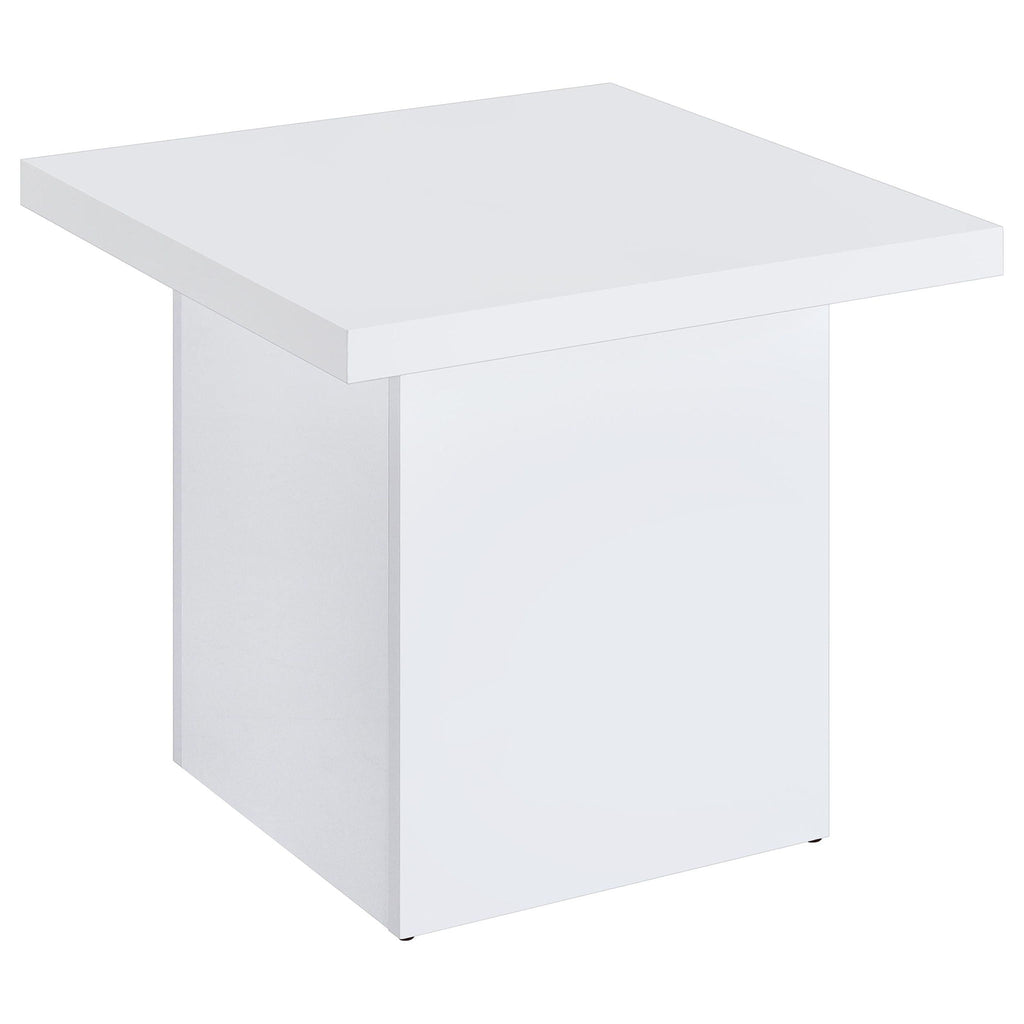 Devar Square Engineered Wood Side End Table White High Gloss by Unique Piece Furniture