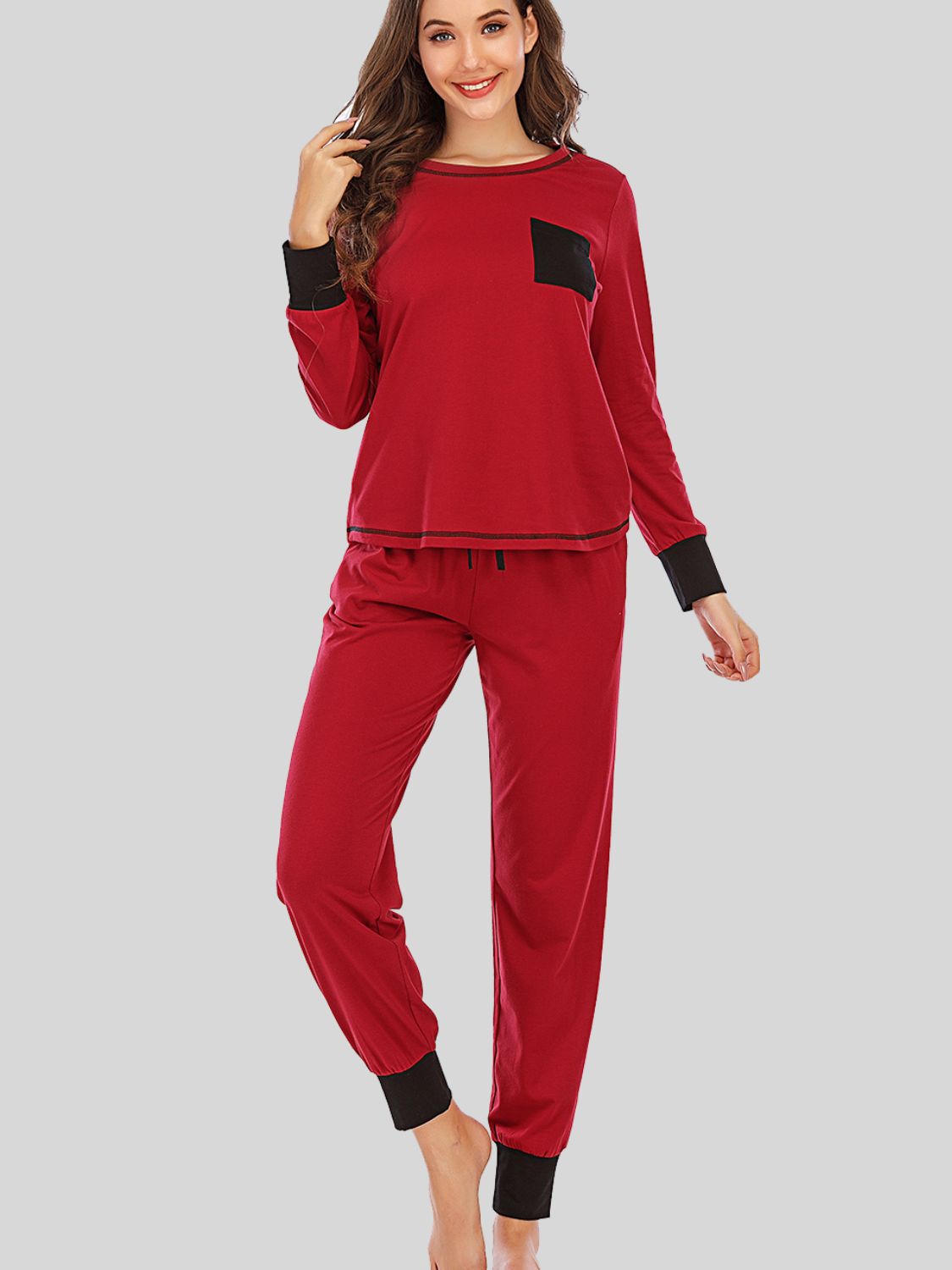 Round Neck Top and Pants Lounge Set by Wild and Free Boutique