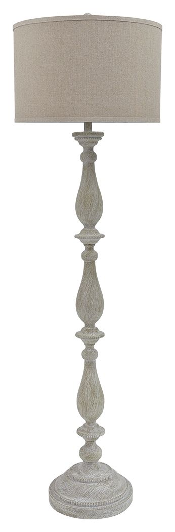 Bernadate - Poly Floor Lamp - Whitewash by Unique Piece Furniture