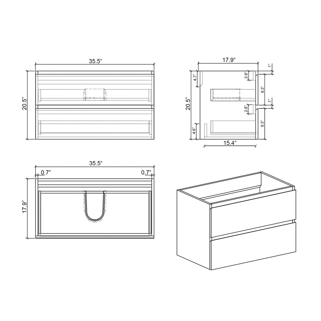Alice - Bathroom Vanity With Sink, Wall Mounted, Floating by Unique Piece Furniture