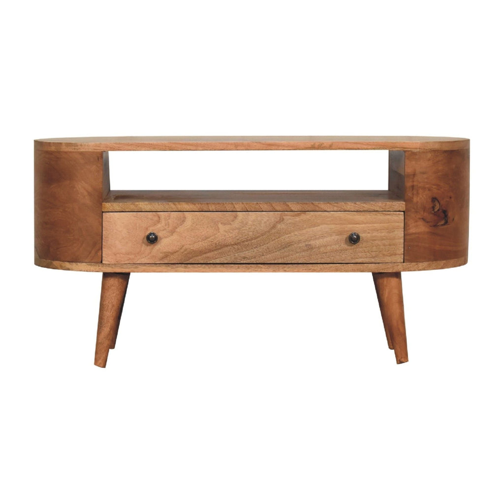 Modern Mini Rounded Entertainment Unit - Oak by Unique Piece Furniture