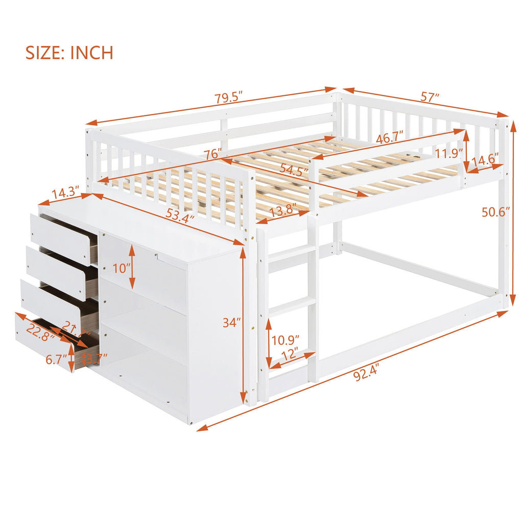 Bunk Bed With 4 Drawers And 3 Shelves by Unique Piece Furniture