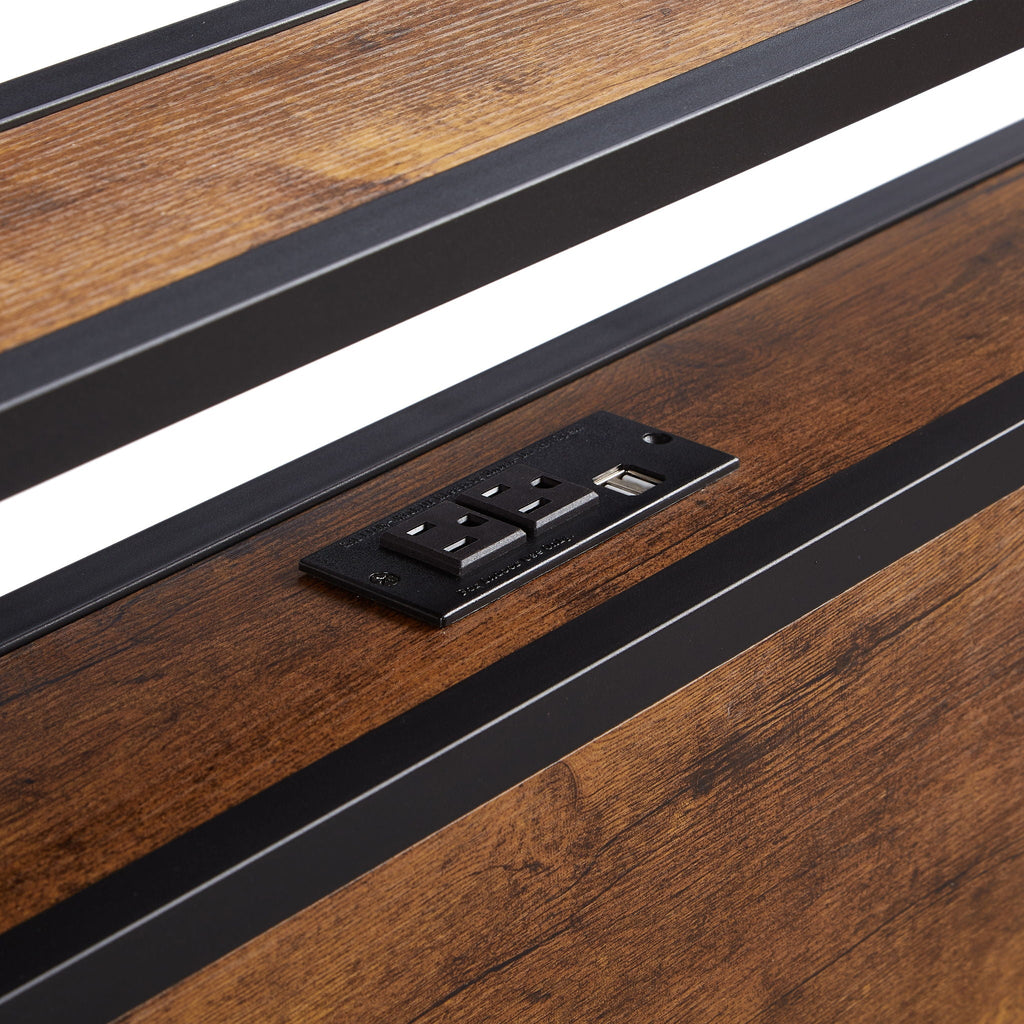 Platform Bed Frame With Wooden Headboard And Footboard, USB Liner by Unique Piece Furniture