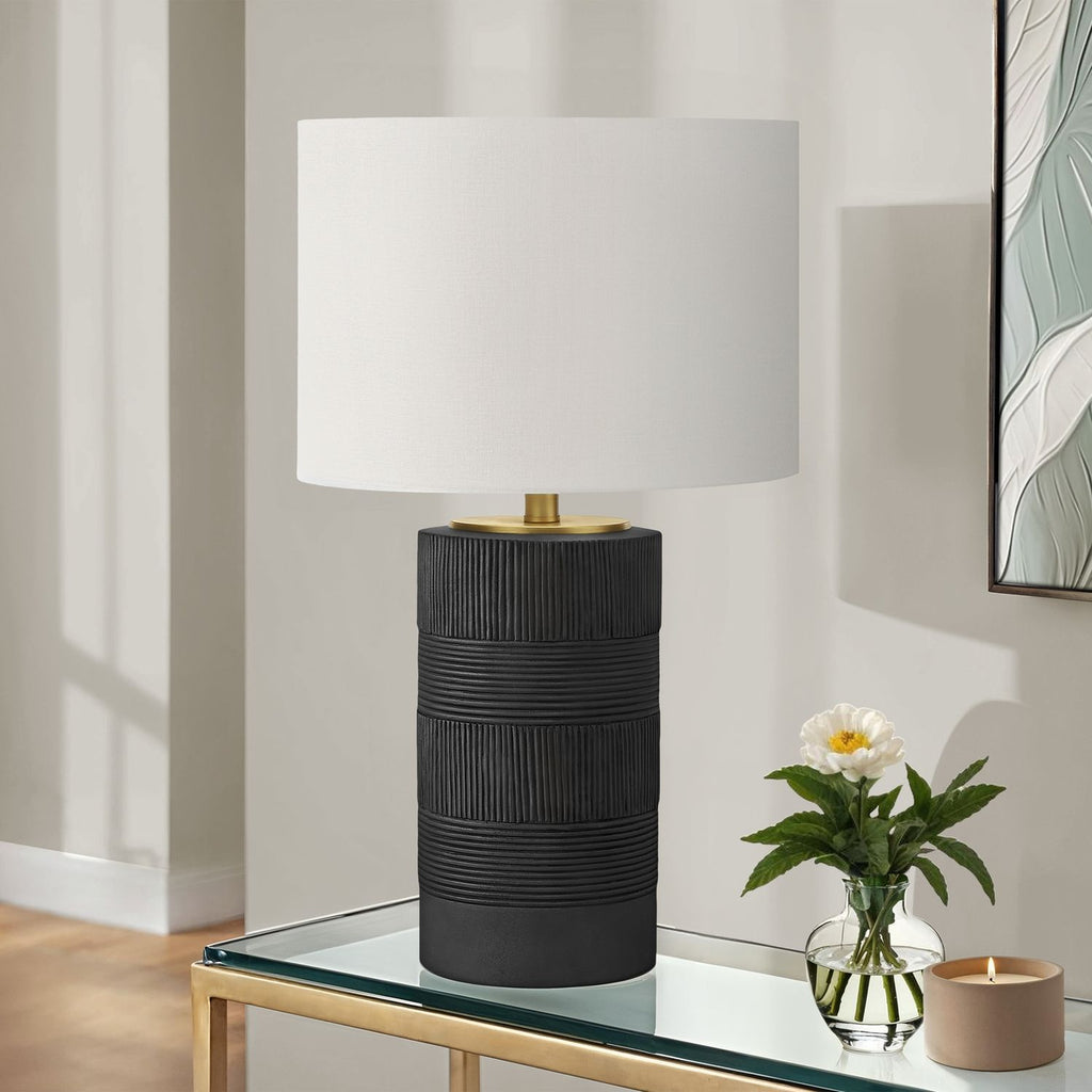 Table Lamp, Lighting, Resin, Contemporary - Black / Cream by Unique Piece Furniture