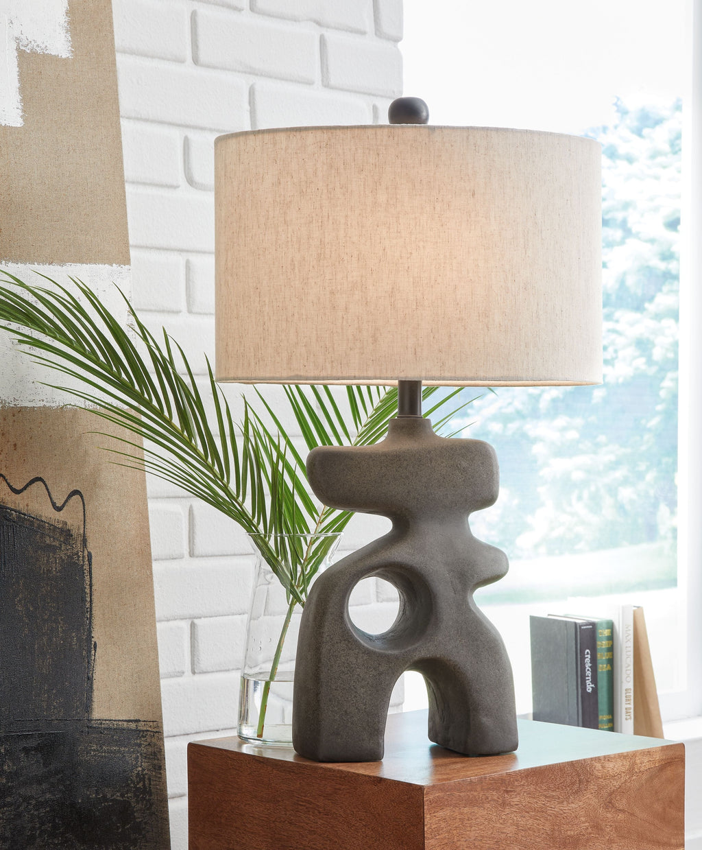 Danacy - Paper Table Lamp - Distressed Black by Unique Piece Furniture