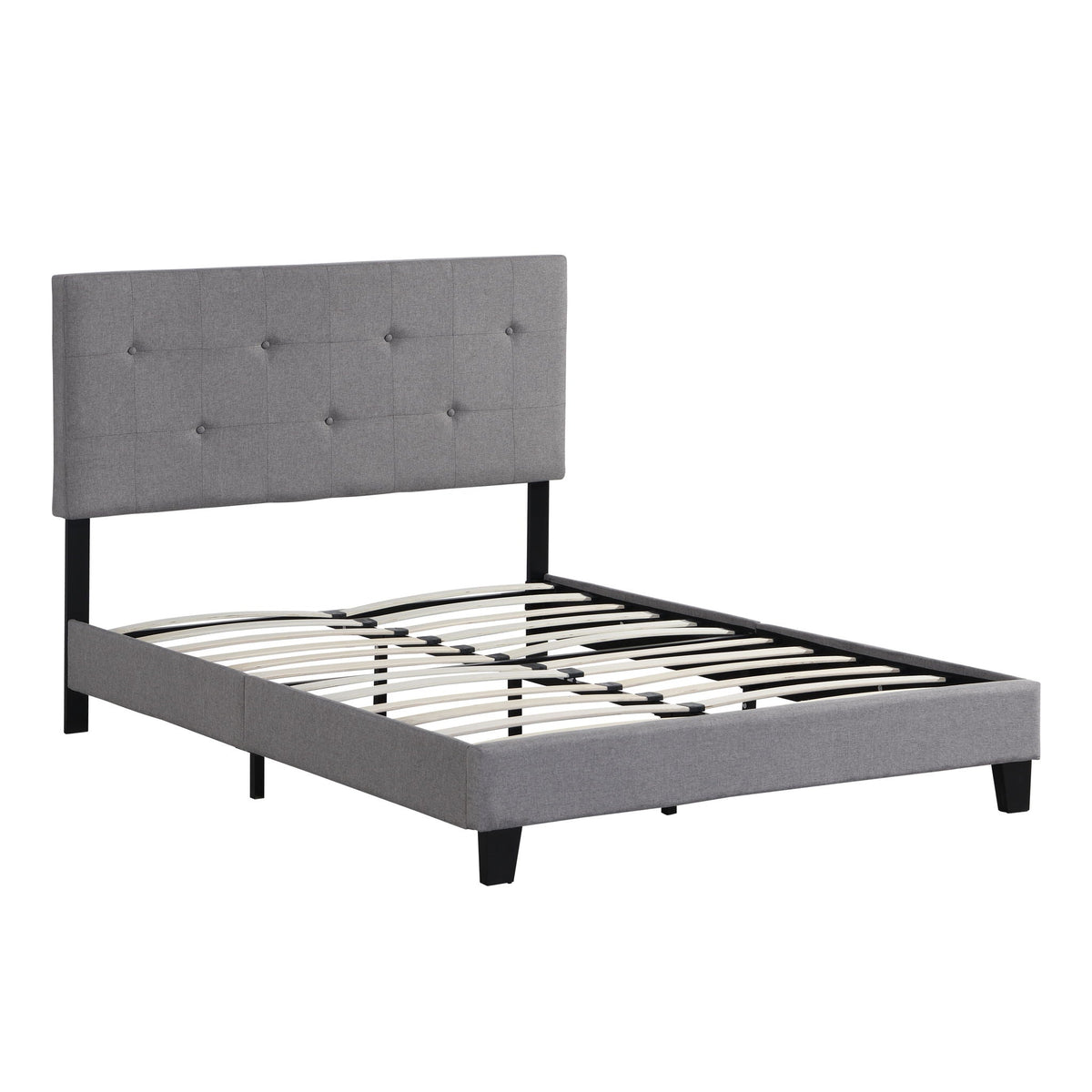 Modern Upholstered Platform Bed Frame With Button Tufted Headboard And Wood Slat Support by Unique Piece Furniture