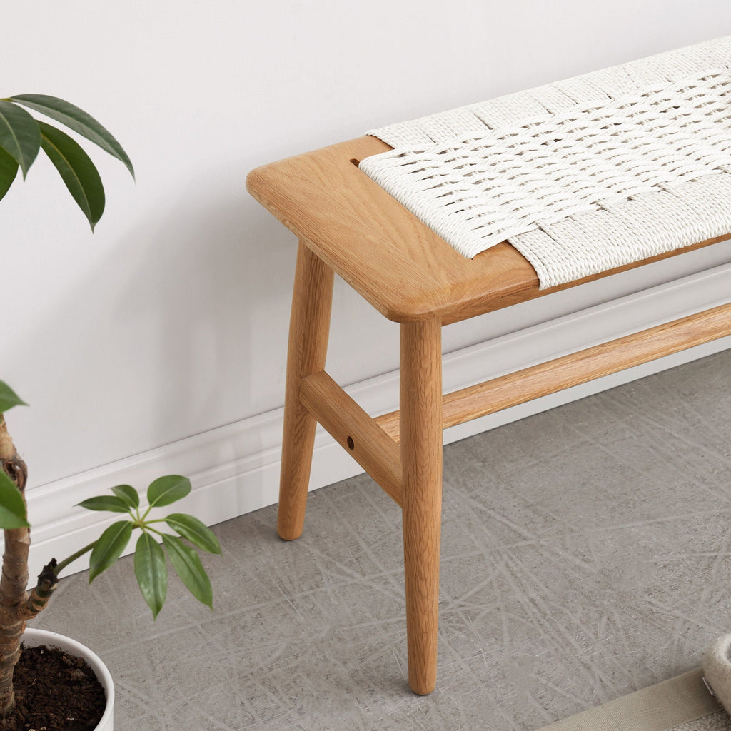 Design Dining Bench Bed Bench For Bedroom - White / Natural Oak by Unique Piece Furniture