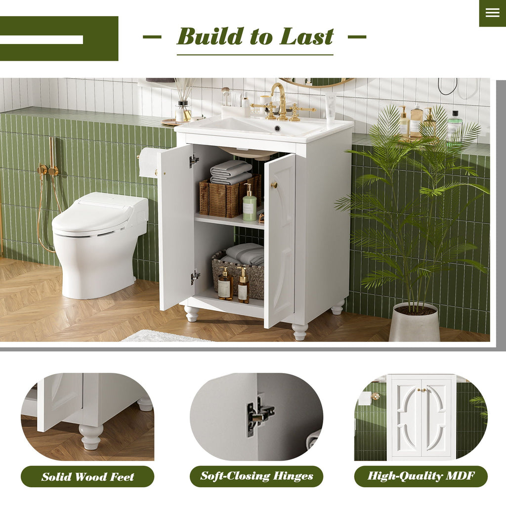 Bathroom Vanity With Ornate Elliptical Motif, Soft Close Hinges by Unique Piece Furniture