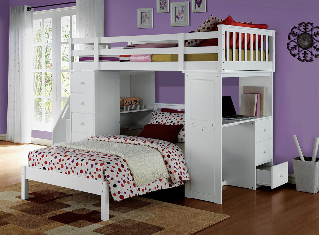 Freya - Twin Loft Bed With Storage (Not Including The Bottom Twin Bed) - White by Unique Piece Furniture