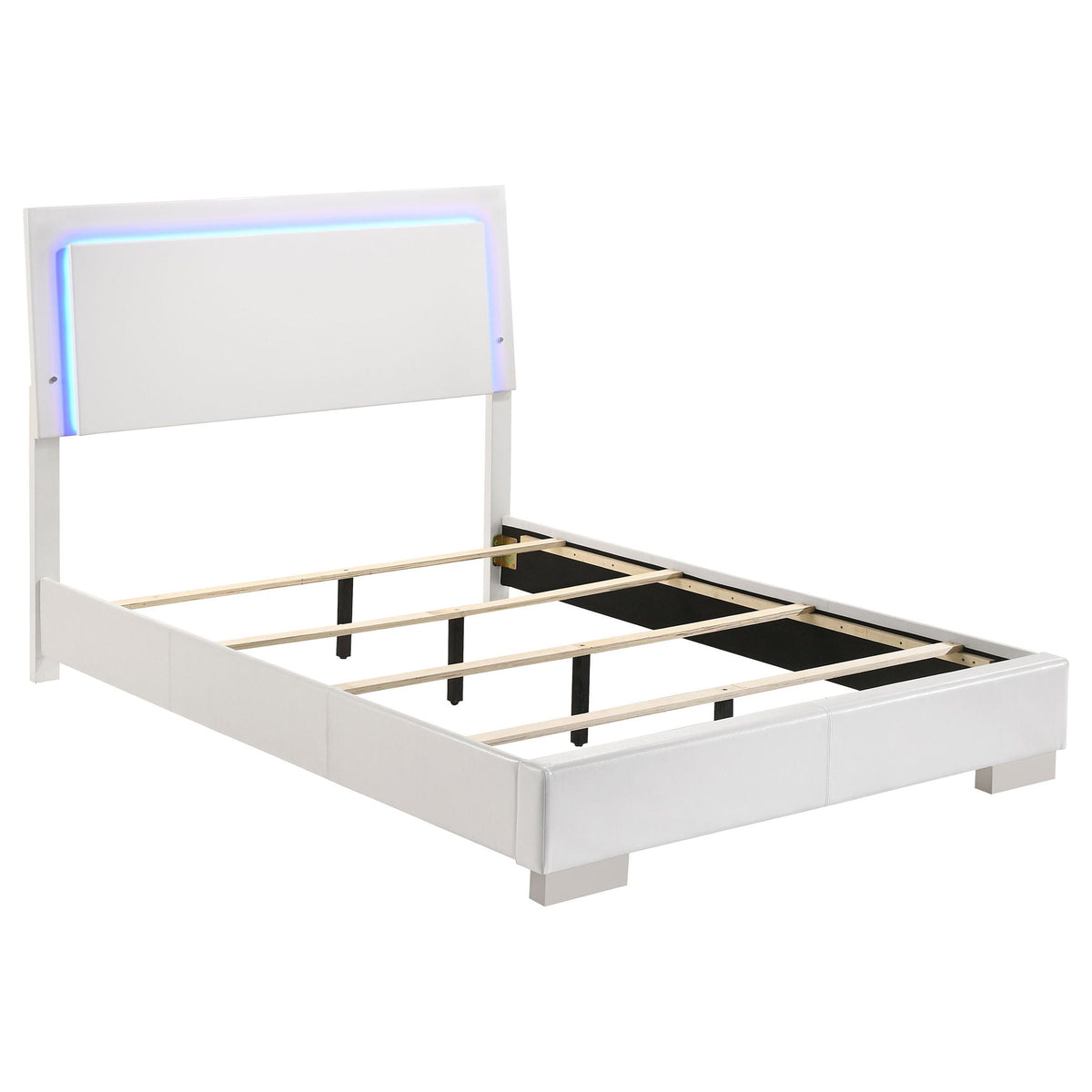 Felicity Wood Full LED Panel Bed White High Gloss by Unique Piece Furniture