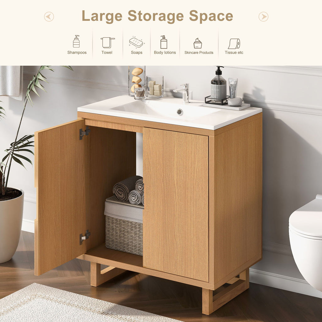 Bathroom Vanity Set With Sink, Combo Cabinet, Bathroom Storage Cabinet, Solid Wood Frame by Unique Piece Furniture