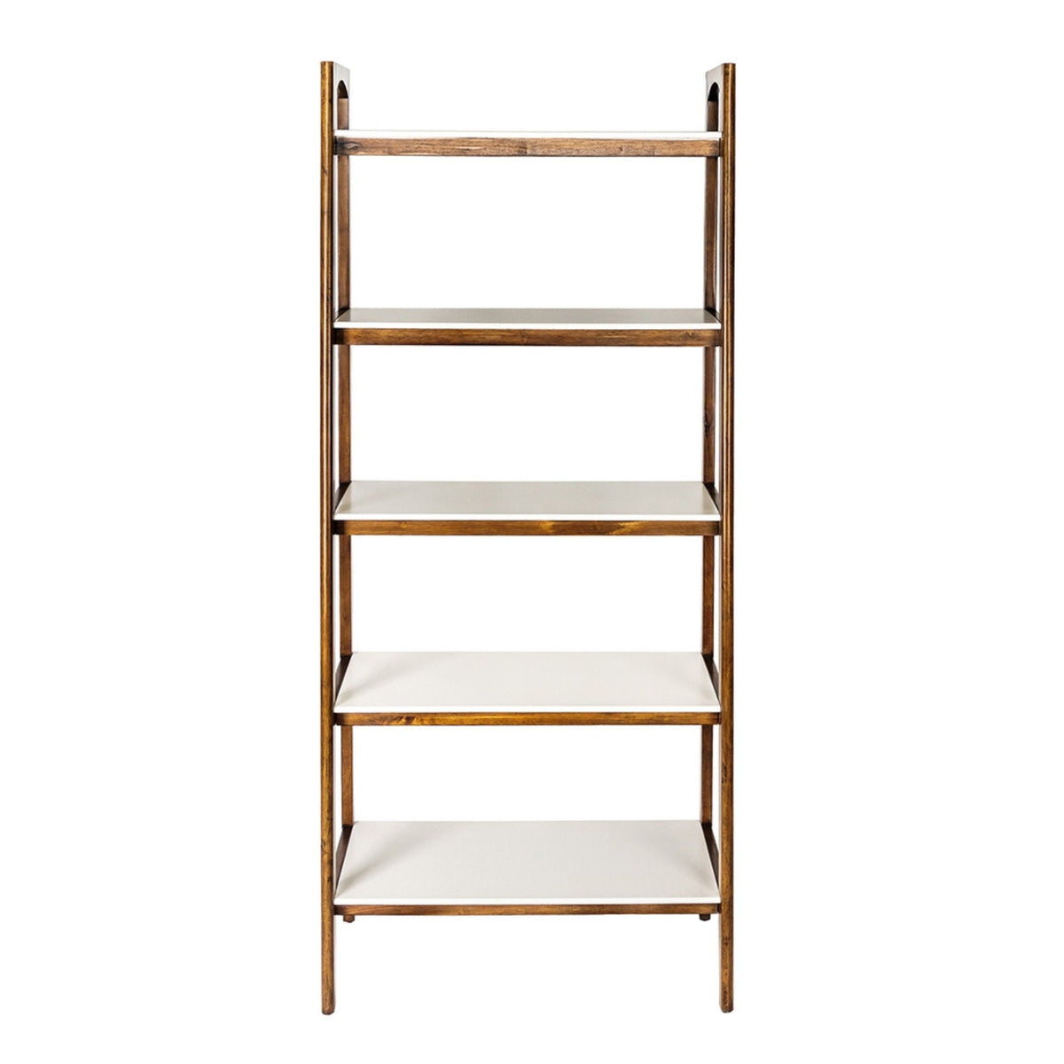 Mid - Century Design 5 Shelf Bookcase - Off White / Pecan by Unique Piece Furniture