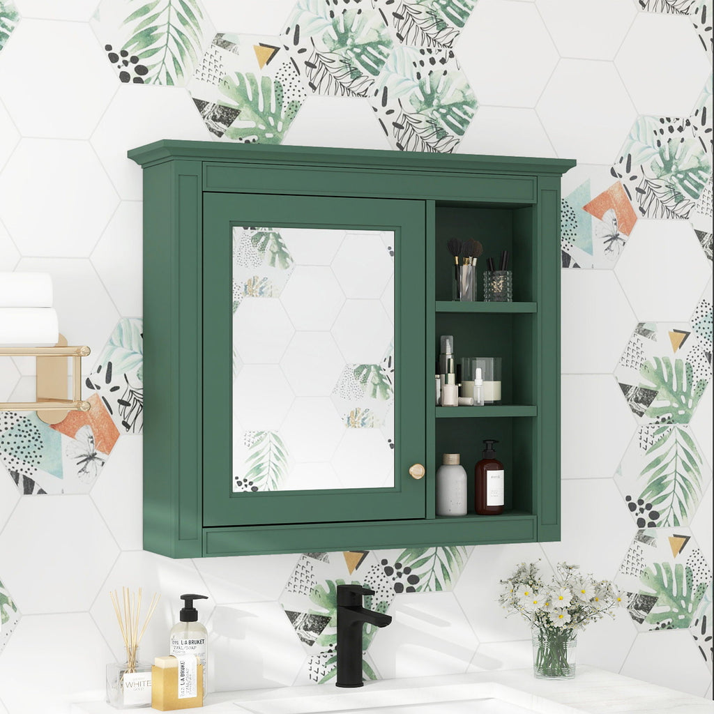 Wall Mounted Medicine Cabinet With Mirror And 3 Open Shelves by Unique Piece Furniture