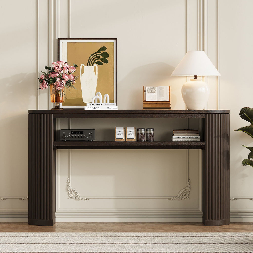 Console Table With Fluted Legs, Open Shelf by Unique Piece Furniture