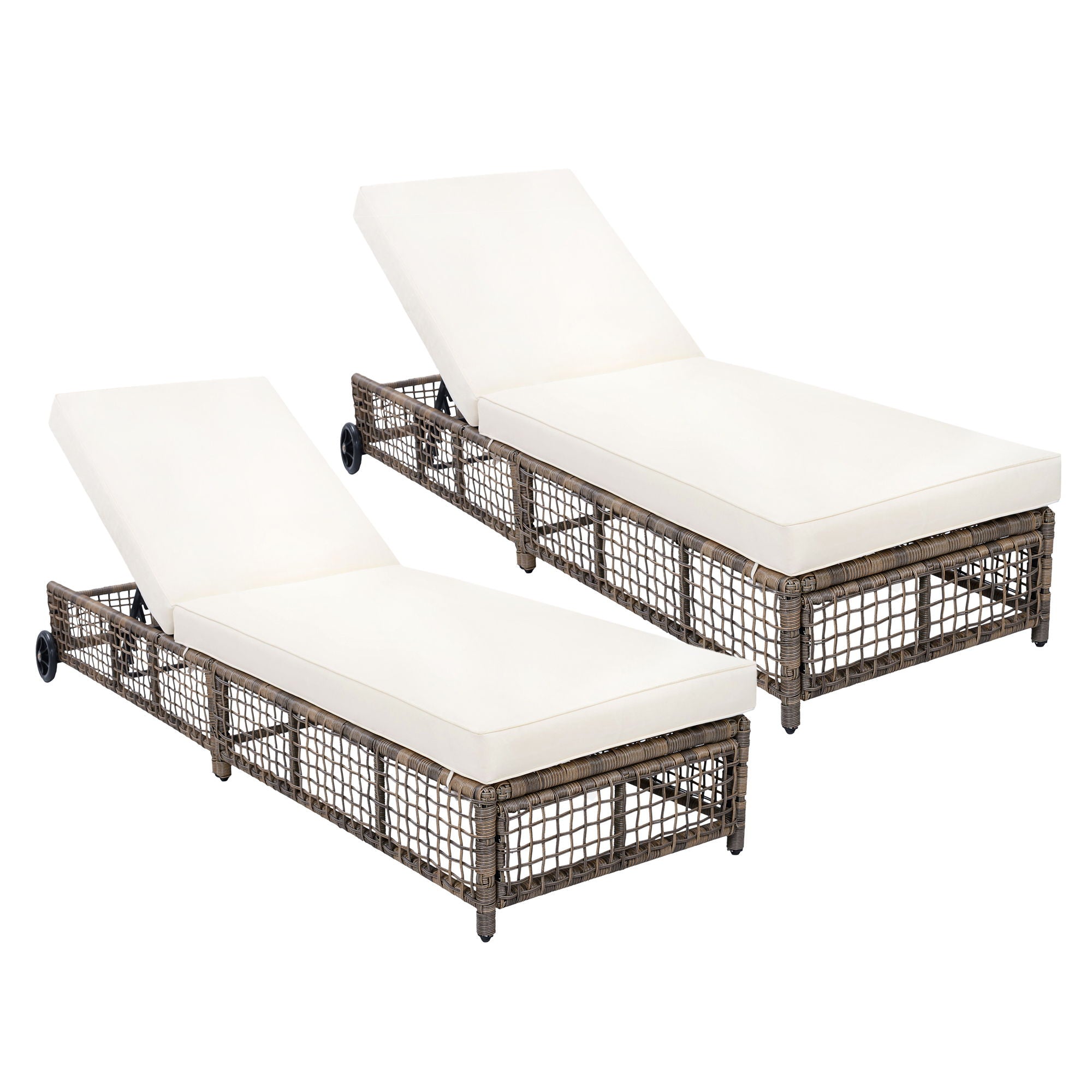 Outdoor Lounge Chair With 5 Position Backrest With Cushion And Wheels by Unique Piece Furniture