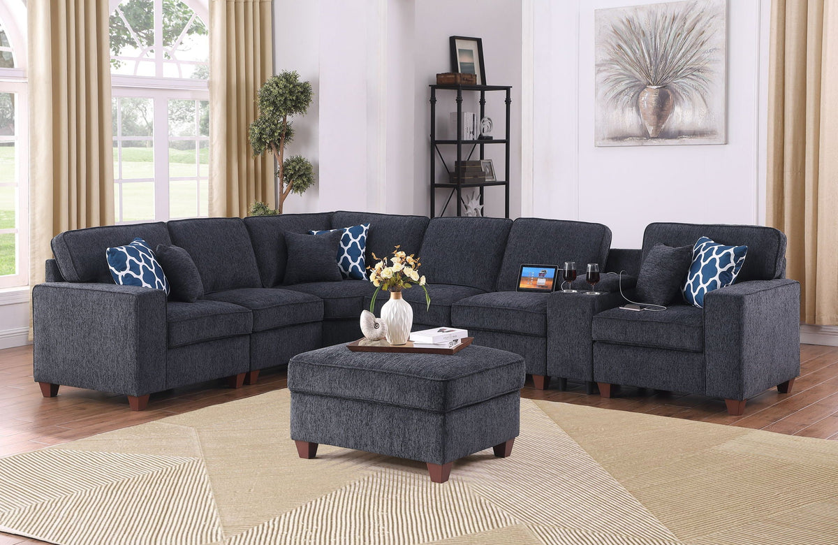 Gina - Sectional Sofa With Ottoman - Black by Unique Piece Furniture