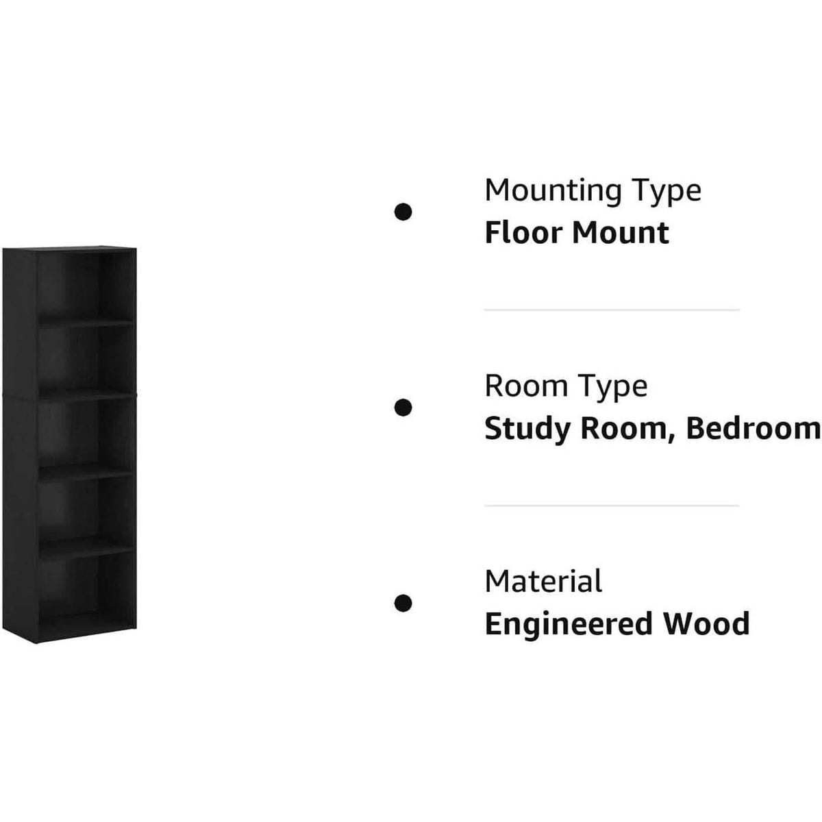 Blackwood 5-Tier Open Storage Shelves Bookcase For Living Room by ShipItFurniture