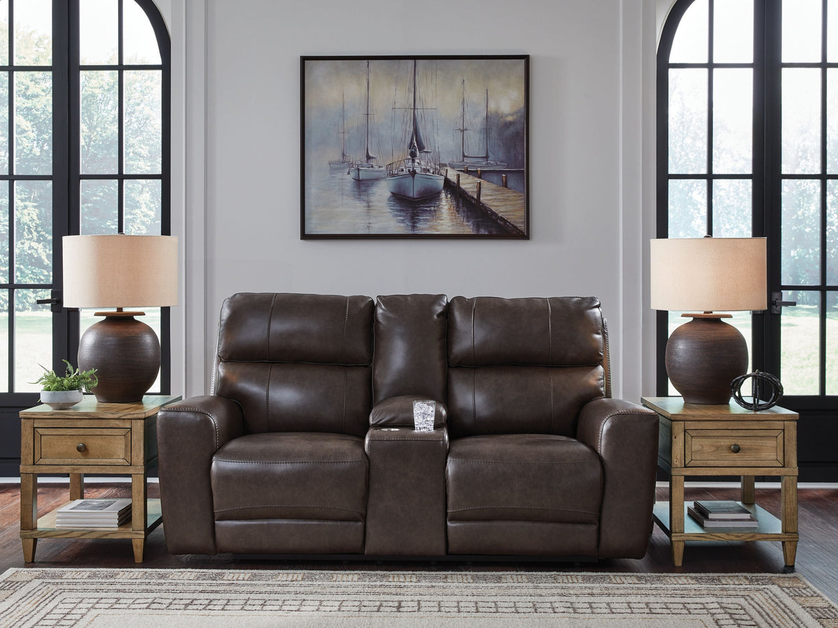 Crossplex - Power Reclining Loveseat / Console / Adjustable Headrest - Smoke by Unique Piece Furniture