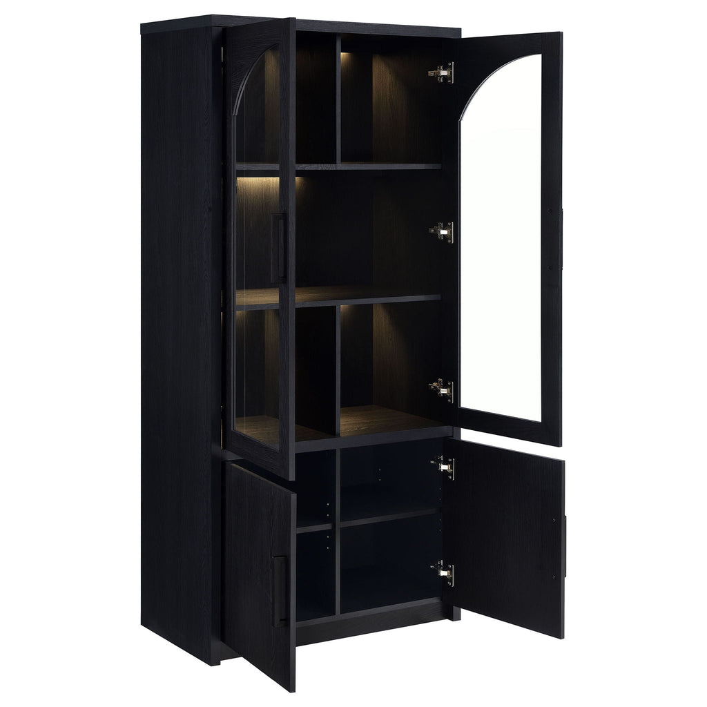 Riva 4-door Tall Accent Display Cabinet LED Lighting Black by Unique Piece Furniture