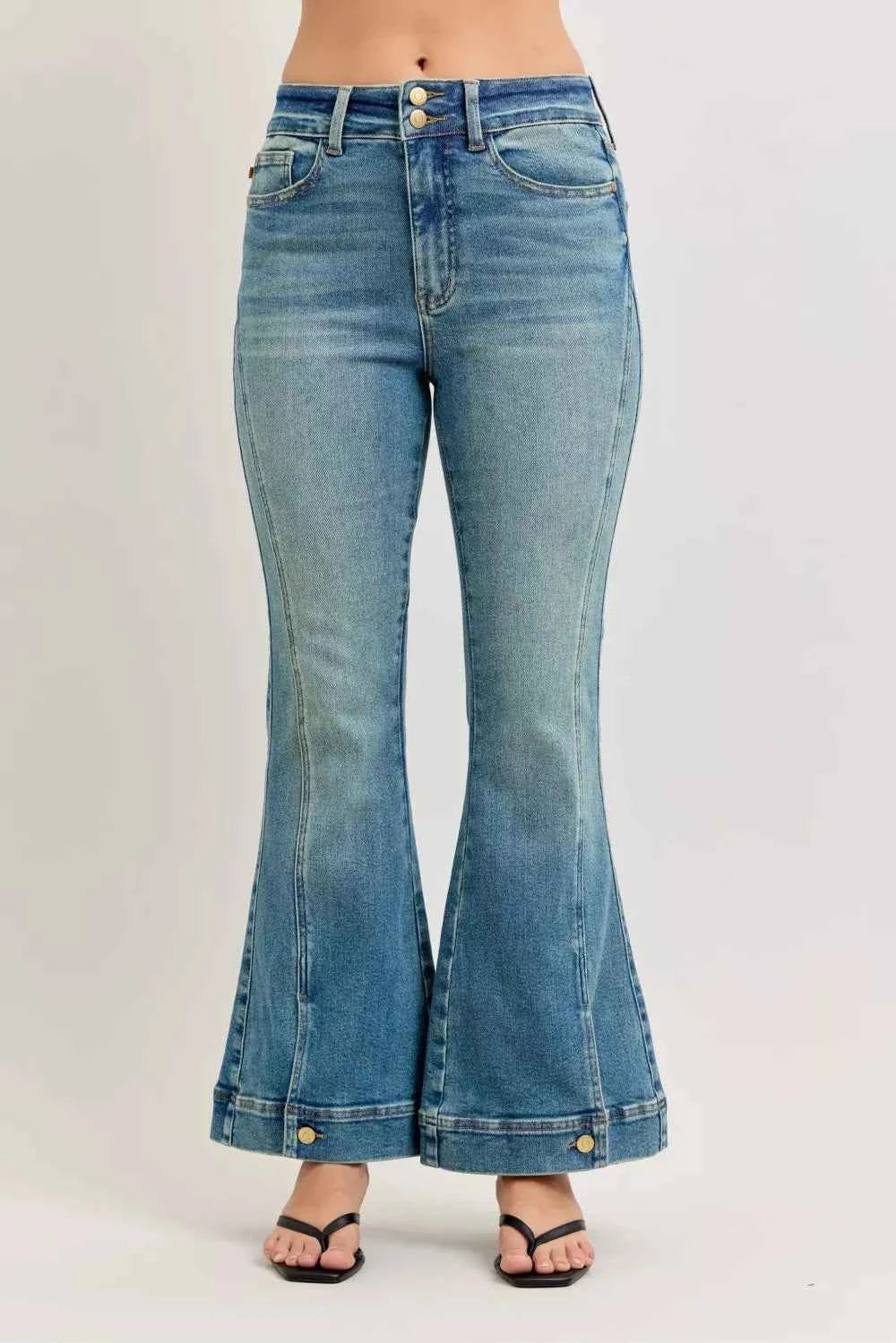 Judy Blue High Waist Vintage Wash Flare Jeans by Wild and Free Boutique