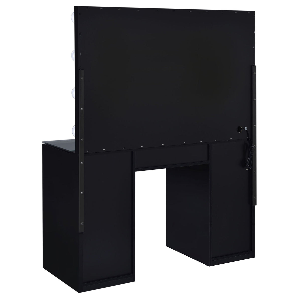 Acena 7-drawer Vanity Set with Lighting Black High Gloss by Unique Piece Furniture