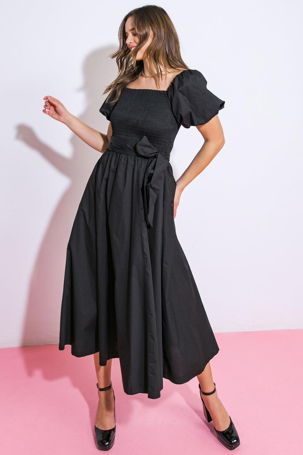 A PEACEFUL PLACE WOVEN MIDI DRESS by Flying Tomato