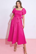 A PEACEFUL PLACE WOVEN MIDI DRESS by Flying Tomato