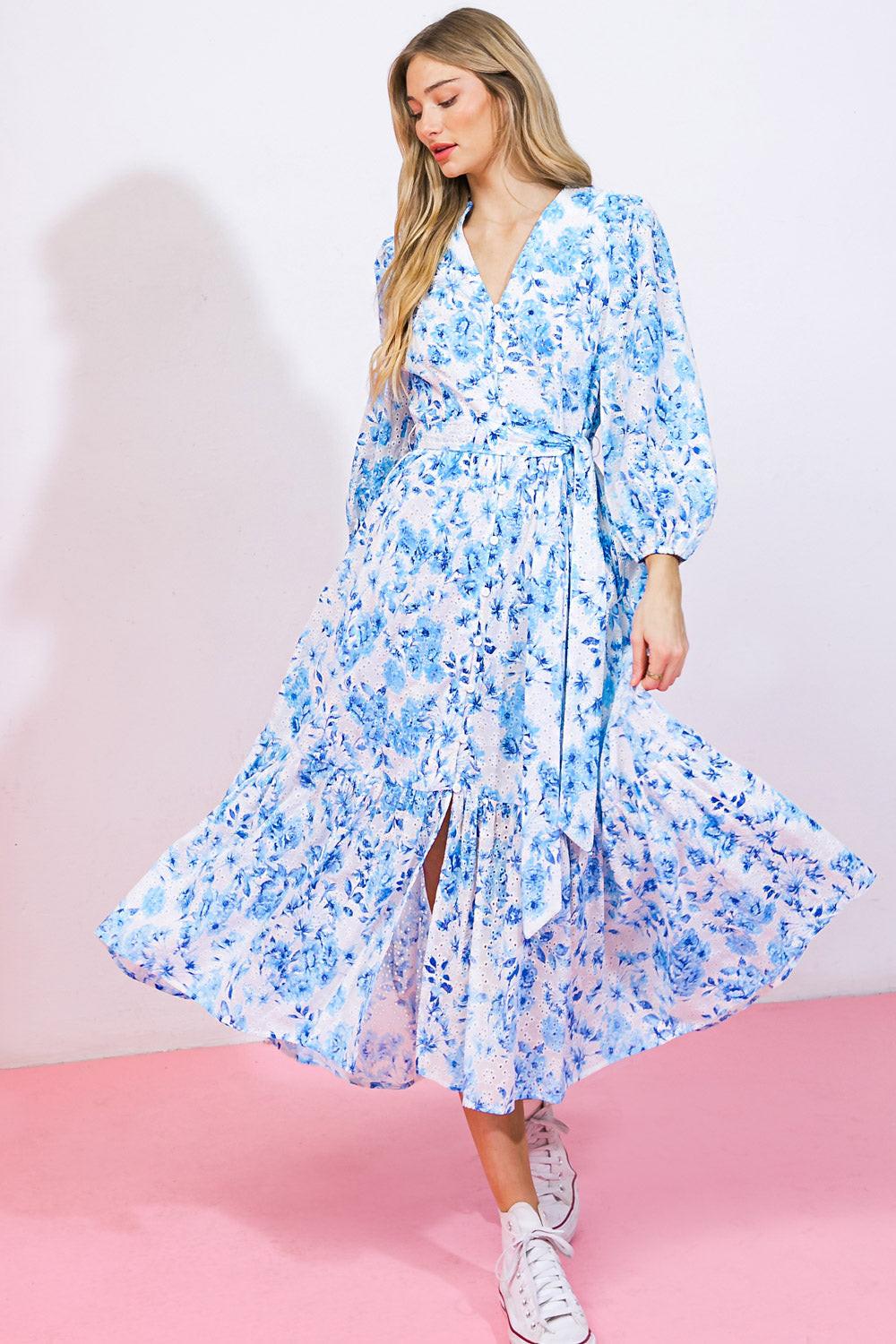 SPECTACULAR MAGIC WOVEN EYELET MIDI DRESS by Flying Tomato