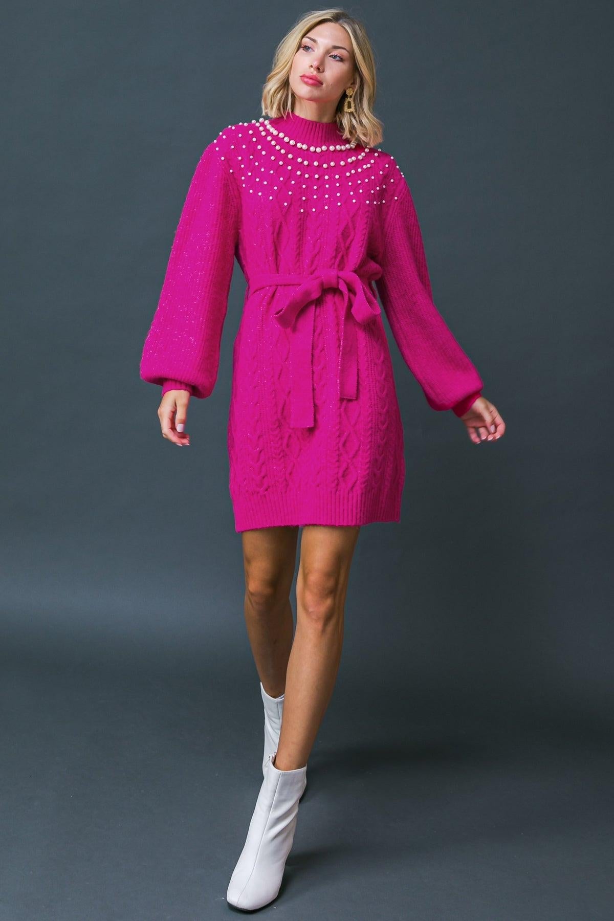 BRING THE VIBES SWEATER MINI DRESS by Flying Tomato