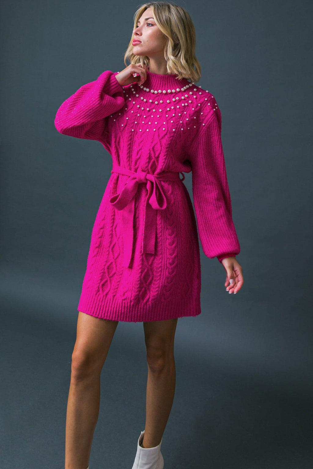 BRING THE VIBES SWEATER MINI DRESS by Flying Tomato