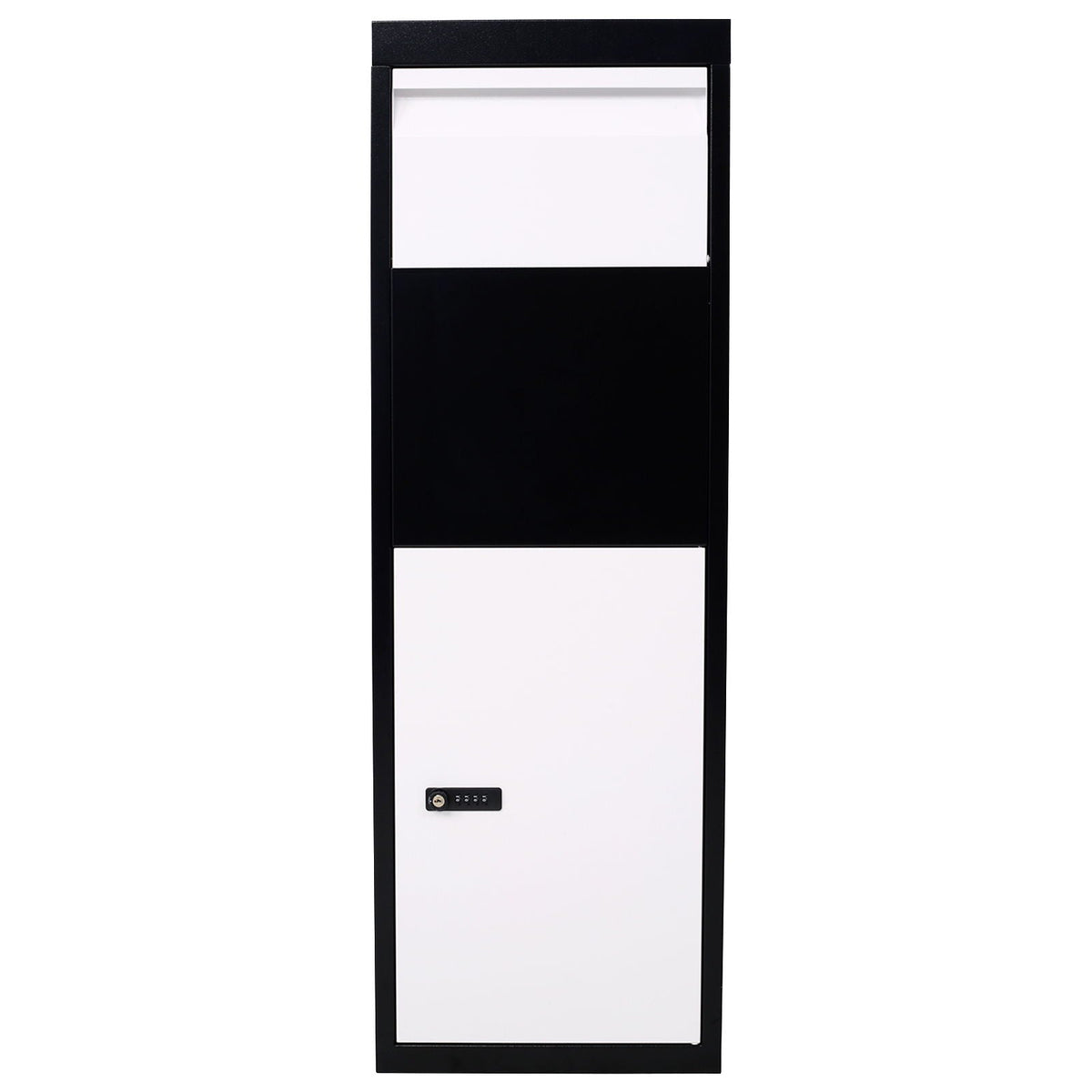 Package Delivery Box, Galvanized Steel Parcel Mailbox With Code Lock & Mounting Hardware, For Outdoor Porch, Curbside - White / Black by Unique Piece Furniture