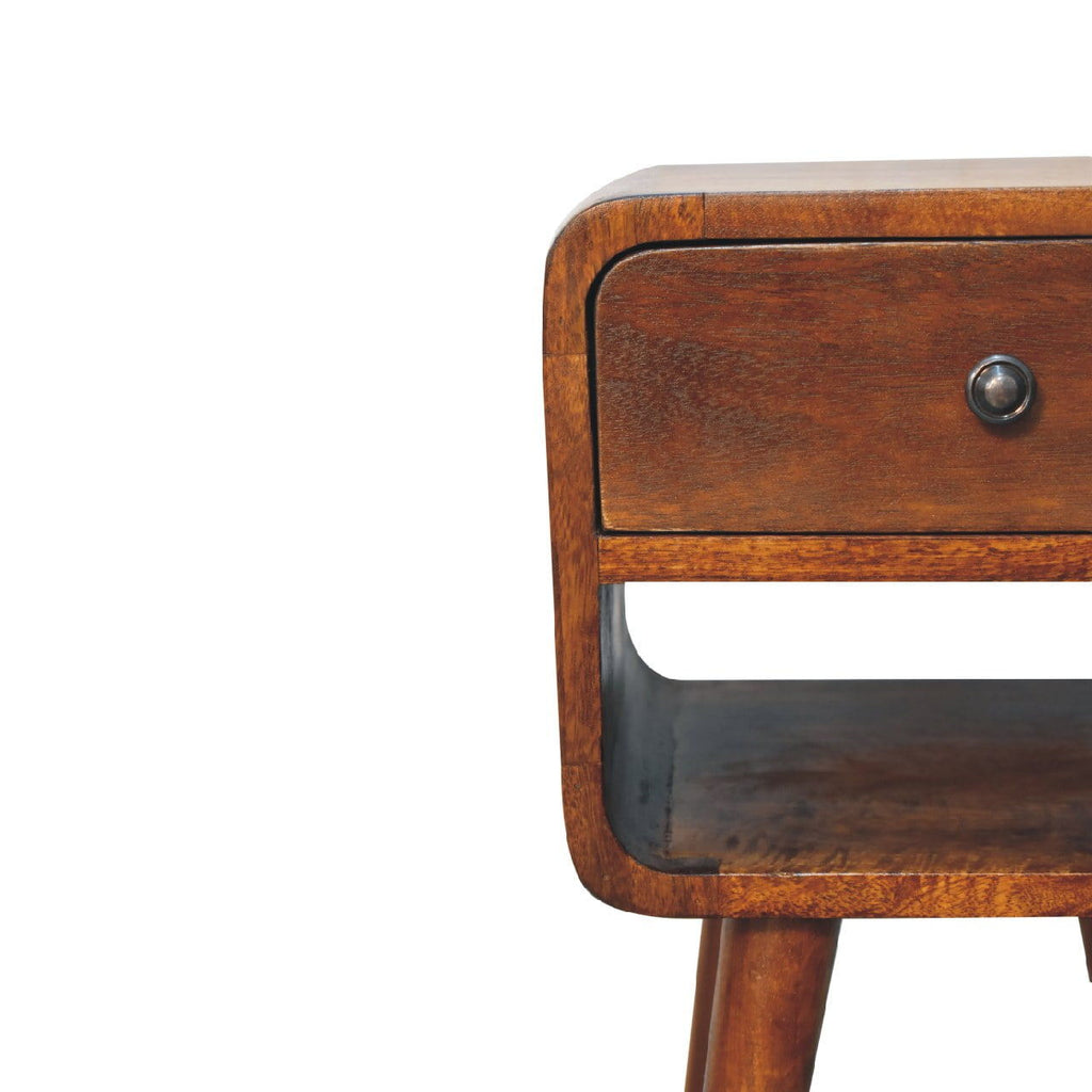 Mini Chestnut Curve Lower Bedside Nifhtstand by Unique Piece Furniture