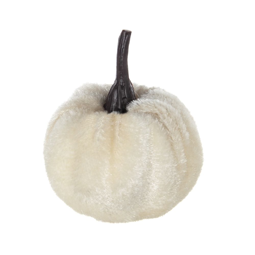 Velvety Pumpkin In Mesh Bag, Bag / 12, For Holiday Harvest Festival Fall Festival & Thanksgiving (Set of 4) - White by Unique Piece Furniture