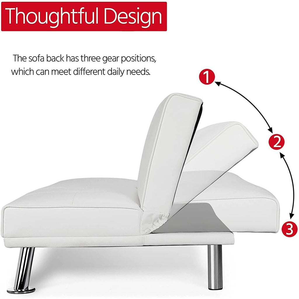 Convertible Sofa Bed With Cup Holders And Adjustable Back by ShipItFurniture