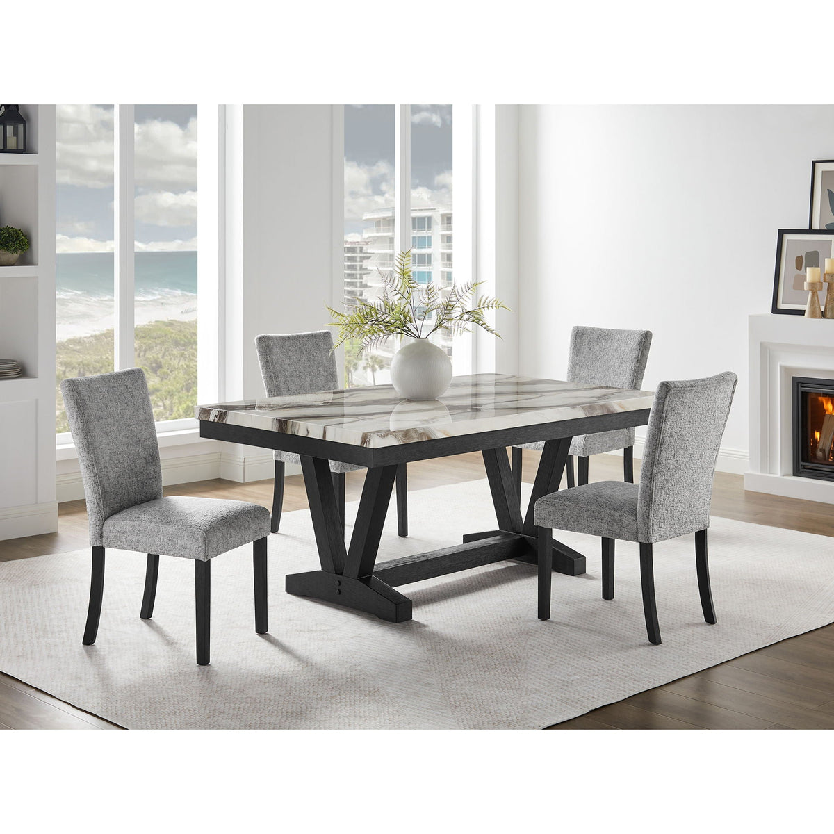 Panda Oceanic - Dining Table And Chairs Set - Black by Unique Piece Furniture