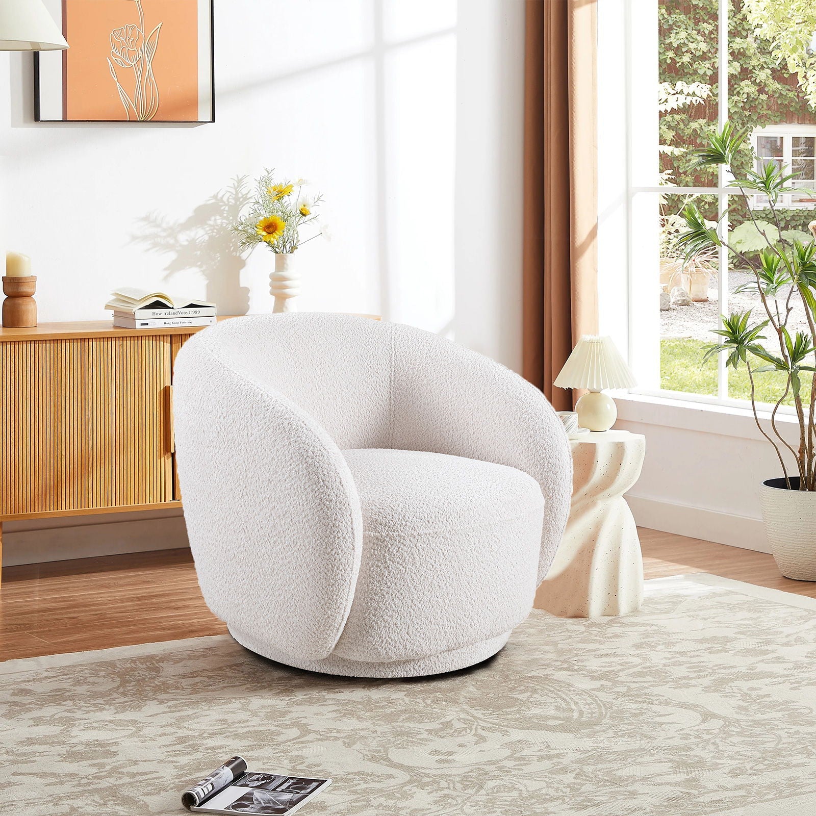 Swivel Accent Upholstered Barrel Chair by Unique Piece Furniture