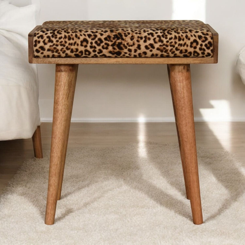 Leopard Tray Style Footstool - Brown Oak by Unique Piece Furniture