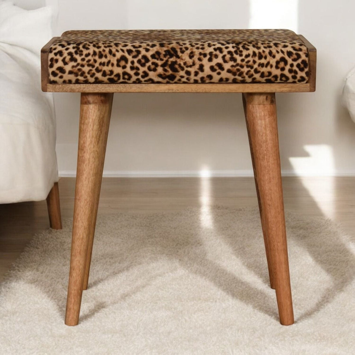 Leopard Tray Style Footstool - Brown Oak by Unique Piece Furniture