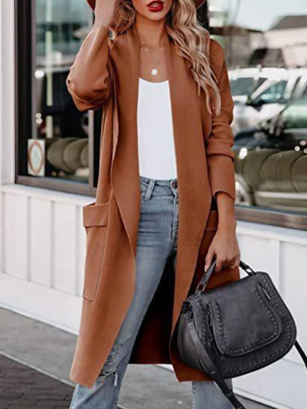 Open Front Dropped Shoulder Outerwear by Wild and Free Boutique