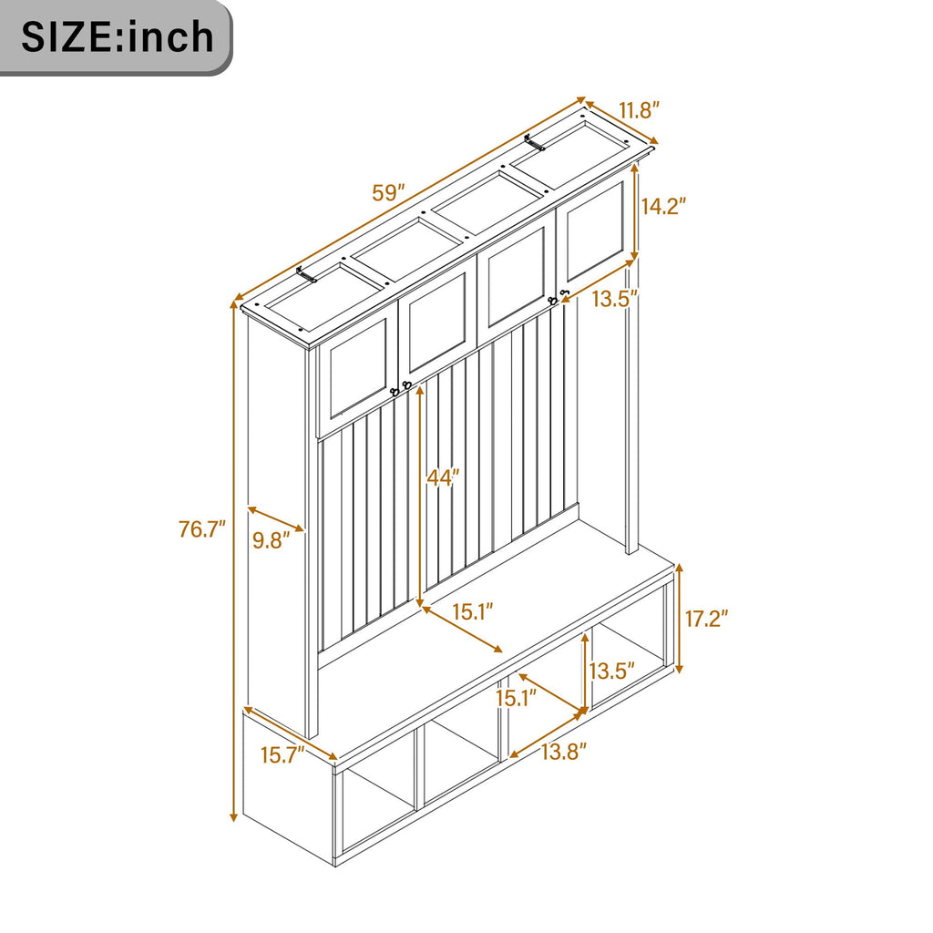 Entryway Hall Tree With Bench And Storage by Unique Piece Furniture