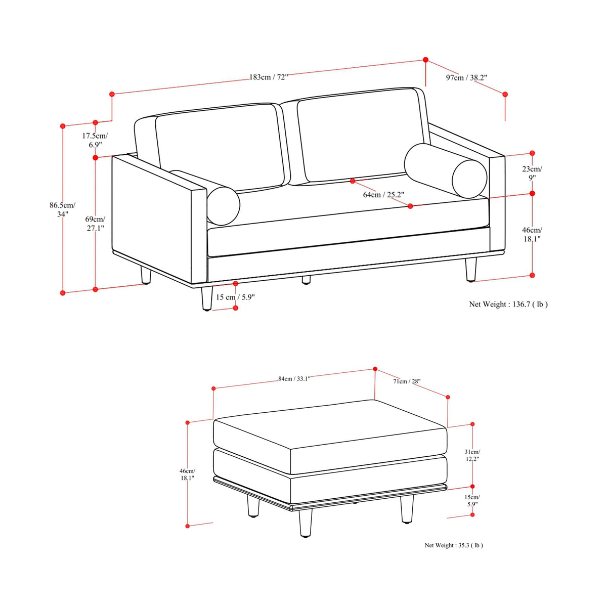 Morrison - Sofa And Ottoman Set by Unique Piece Furniture