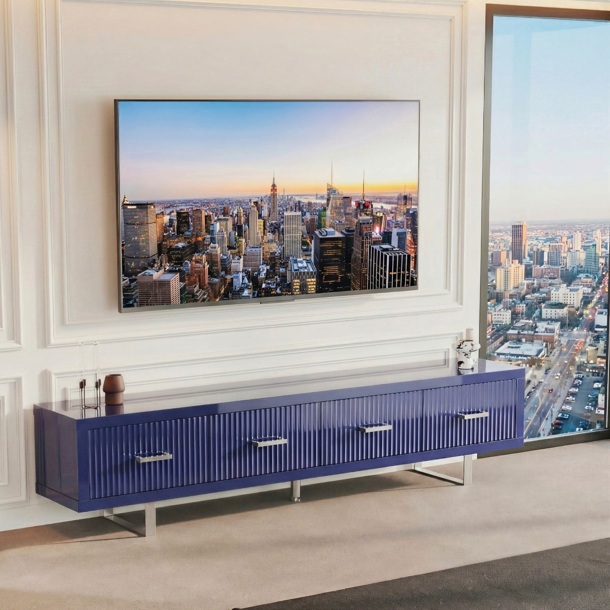 TV Stand With Slatted Drawers by Unique Piece Furniture