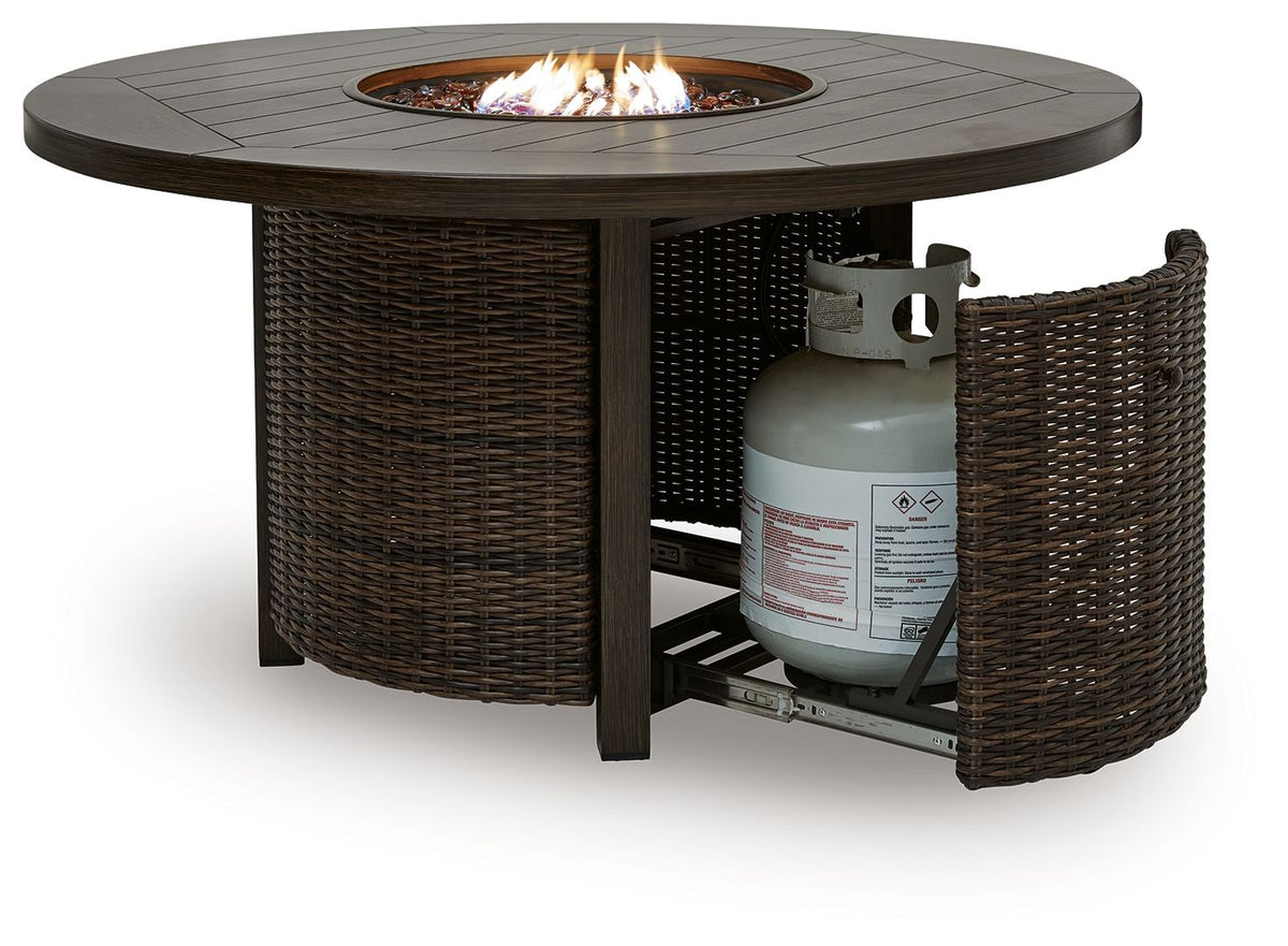 Monterey Point - Round Fire Pit Table - Dark Brown by Unique Piece Furniture