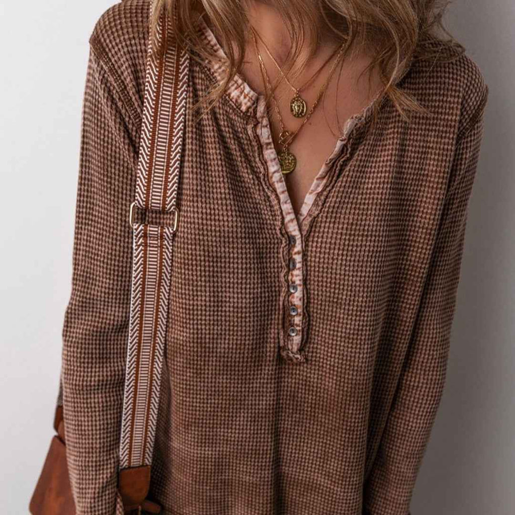Women's European And American Personalized Worn Looking Washed-out Pullover Sweater by Wild and Free Boutique